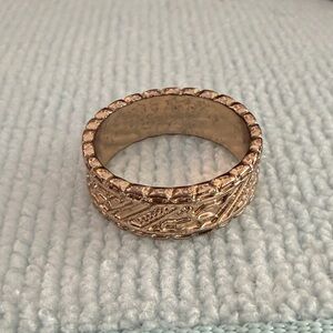 Gold Textured Wide Band Ring